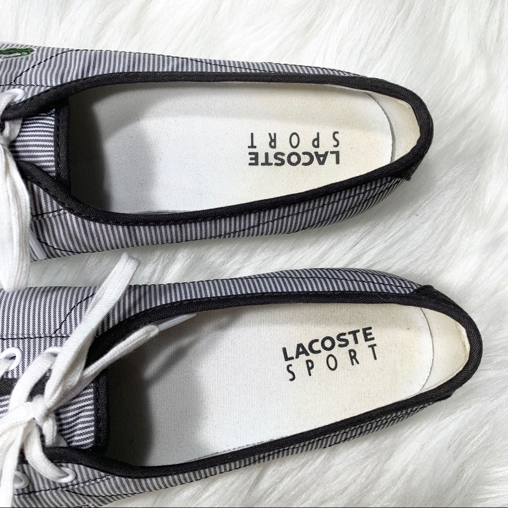 SOLD-Lacoste Pinstripe Canvas Lace Up Sneakers - Picture 5 of 8